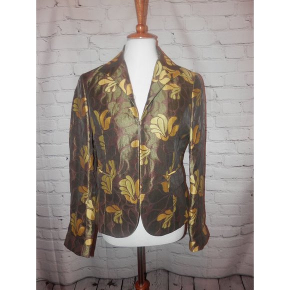 Lafayette 148 New York Jackets & Blazers - Jacket Career 6 Green Floral Clasp Front